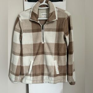 Abercrombie & Fitch Plaid Sweater - Cream and Brown